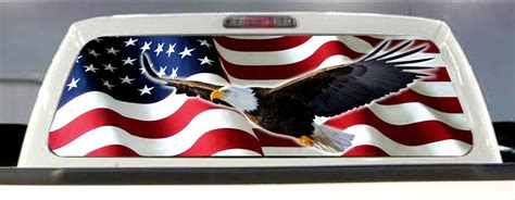 AMERICAN FLAG EAGLE PICK-UP TRUCK REAR WINDOW GRAPHIC DECAL PERFORATED ...