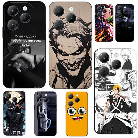 Funda De Silicona Para Infinix HOT 40 PRO 4G Carcasa De Tpu Negra Bonito Patr N