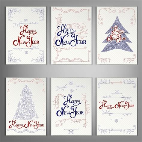 Premium Vector | Set of new year greeting cards