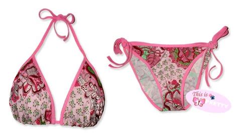 New Pink Green Paisley String Bikini Top Matching Tie Sides Bottom