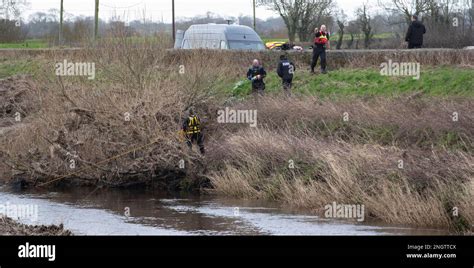 A Police Diving Team At The River Wyre Near St Michaels On Wyre