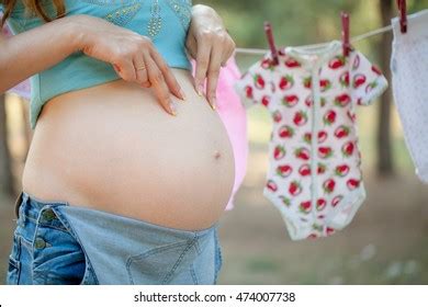 Pregnant Girl Holding Hands Near Naked Stock Photo Shutterstock