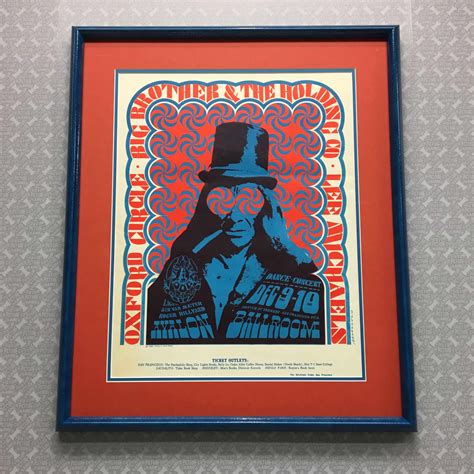 1966 Avalon Ballroom concert poster - double matted and custom framed in candy apple blue ...