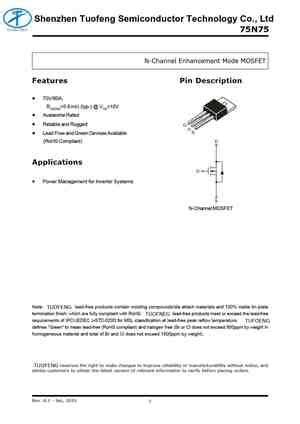 75N75 Datasheet and Replacement. Cross Reference Search