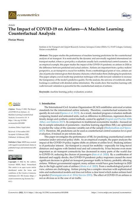 PDF The Impact Of COVID 19 On AirfaresA Machine Learning