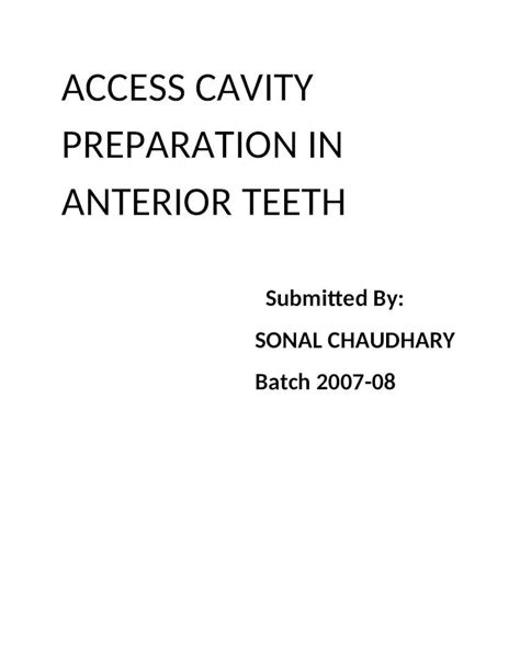 DOCX Access Cavity Preparation In Anterior Teeth DOKUMEN TIPS