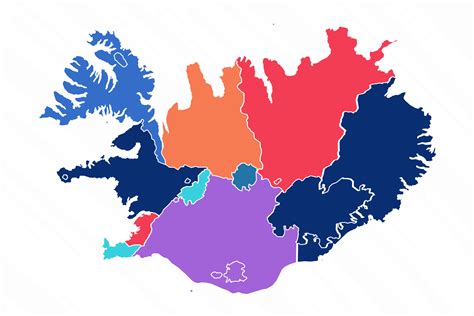 Multicolor Map of Iceland With Provinces 25842936 Vector Art at Vecteezy