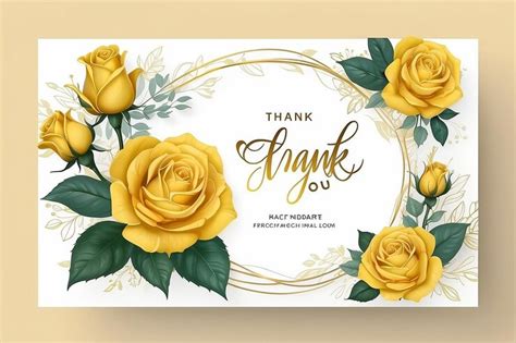 Yellow Rose Thank You Card Template Premium Ai Generated Image