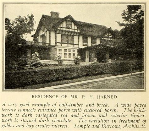 1921 Print R H Harned Home Mansion Architecture Temple Burrows On PopScreen