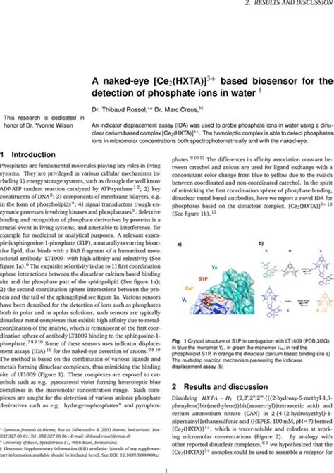 A Naked Eye Ce HXTA Based Biosensor For The Detection Of Phosphate Ions In Water