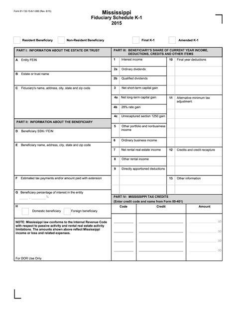 Fillable Online Dor Ms Form 81 132 15 8 1 000 Rev 815 Mississippi