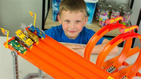 Hot Wheels Cars 4 Lane Elimination Race Dash Crash Speedway Hot Wheel Races Toy Kinder