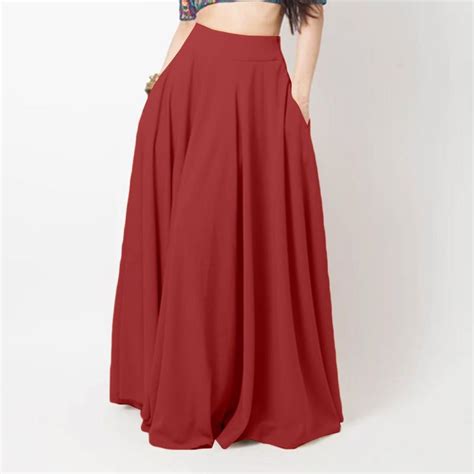 Cheap Zanzea Women Beach Bohemian Style Summer Long Skirts Joom