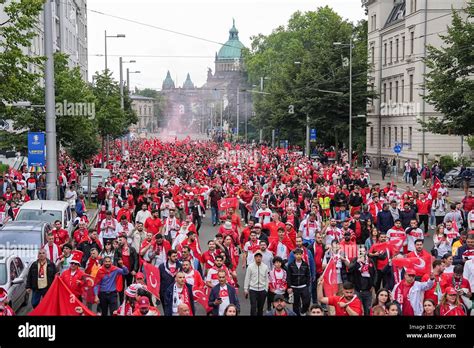 Leipzig Deutschland Juli Leipzig Juli Fanmarsch Der