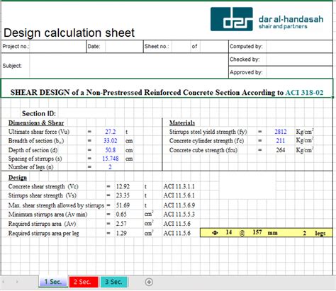 Shear Design Of A Non Prestressed Reinforced Concrete Section According