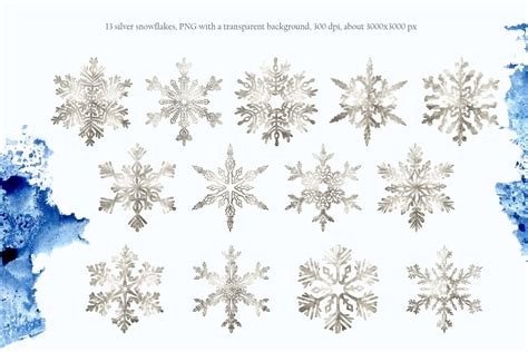 Watercolor Gold Silver Snowflakes By Elena Dorosh Thehungryjpeg