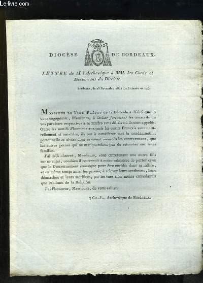 Lettre De M L Archev Que Mm Les Cur S Et Desservans Du Dioc Se By