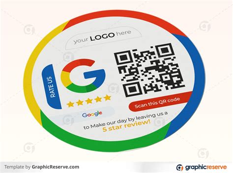 Review us on Google Round Sticker template with QR Code - Graphic Reserve