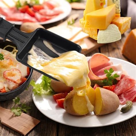 Mini Ensemble De 4 PoêLes à Raclette Au Fromage PoêLons CarréS Avec 4