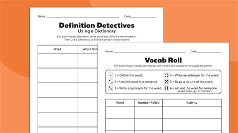 Vocabulary Worksheets: Free Download To Use With Any Word List