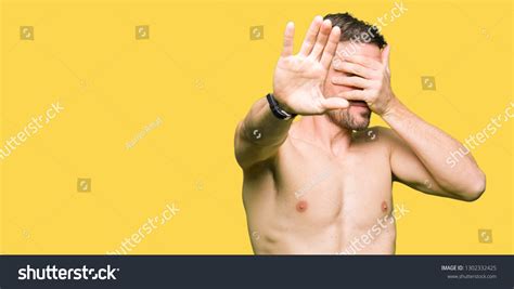 Handsome Shirtless Man Showing Nude Chest Stock Photo Edit Now