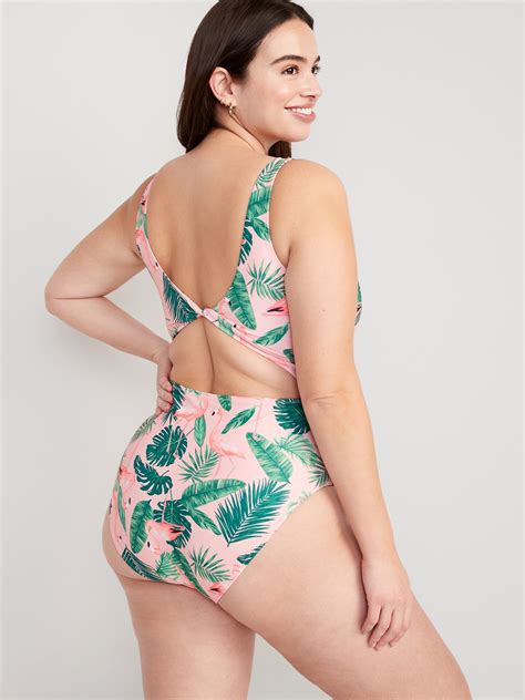 Matching Twist Back Cutout One Piece Swimsuit Old Navy