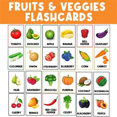 FRUITS VEGETABLES FLASHCARDS Preschool Flash Cards Real Pictures Busy