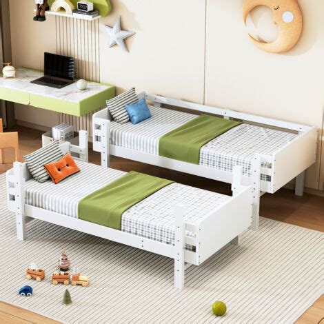 Lit Superpos Enfant Transformable En Lits Plateforme Blanc X Cm