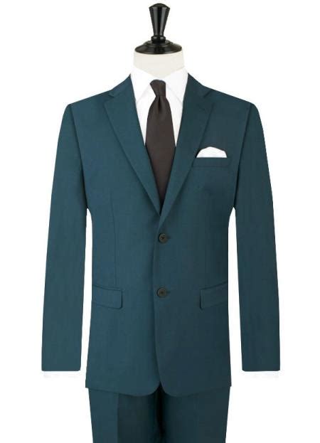 Single Breasted 2 Button Teal Blue Regular Fit Suit