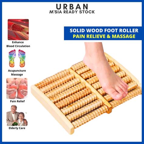 Wooden Foot Massage Roller Kayu Urut Badan Senaman Kaki Terapi Pengurut