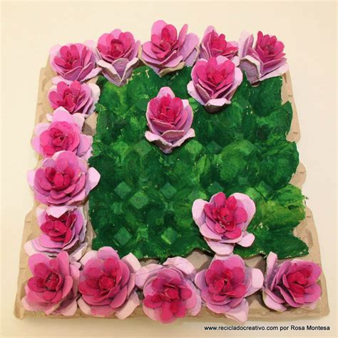 Flores Rosas Con Hueveras De Cart N Egg Carton Flowers Reciclado