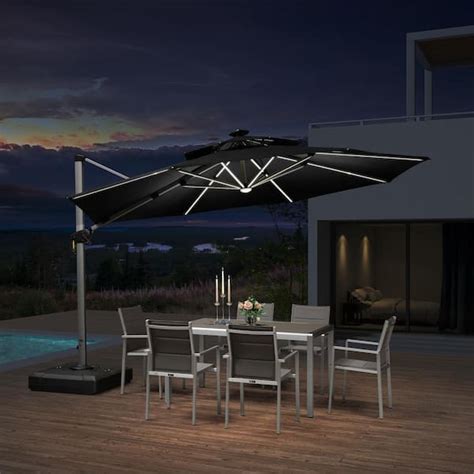 Purple Leaf Ft Octagon Aluminum Solar Powered Led Patio Cantilever