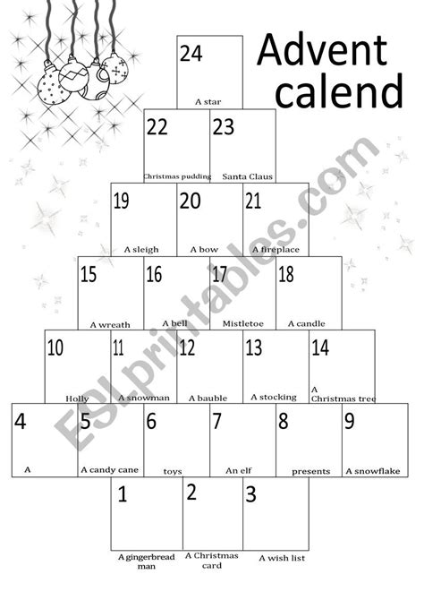 Advent Calendar Part 1 Esl Worksheet By Cecmal