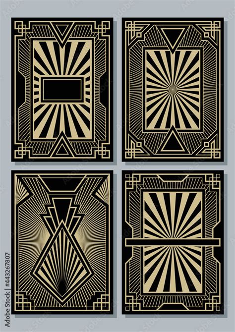 1920s - 1940s Art Deco Background Set, Geometric Decorative Templates ...