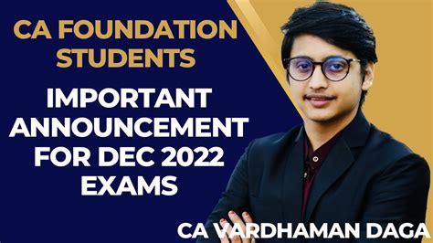 Big Announcement For Ca Foundation Students For Dec Ca Vardhaman