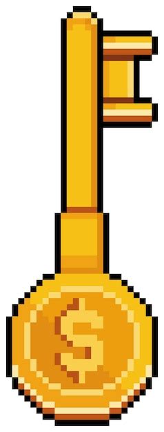 Clé de clé d argent pixel art avec icône de vecteur d investissement