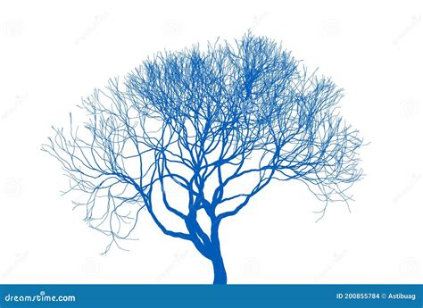 Naked Tree Silhouette On White Background Fine Detailed Realistic Illustration Isolated Design