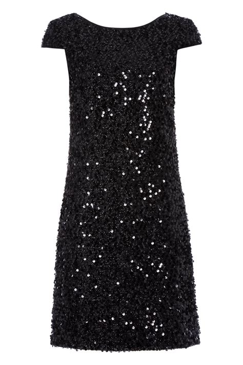 Sequin Tinsel Shift Dress In Black Roman Originals Uk