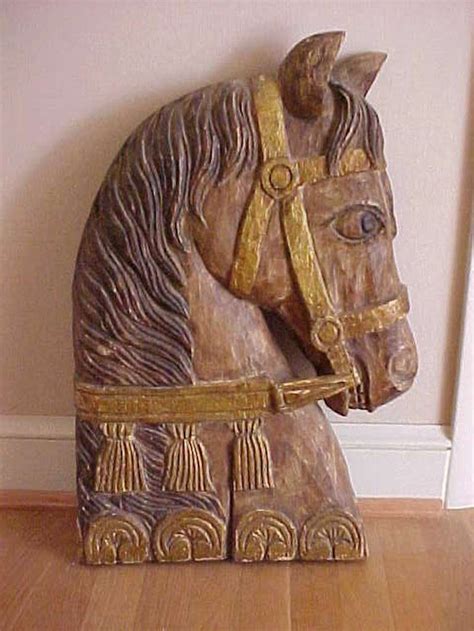 Mid Century Stylized Wood Carved Horse Head Wall Sculpture For Sale At