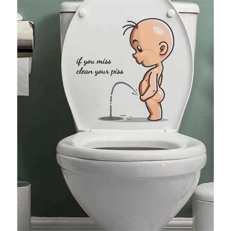 Stickers Abattant Wc Sticker Autocollant Toilette Enfant If You Miss Clean Your Piss