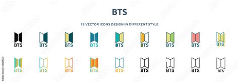 bts icon in 18 different styles such as thin line, thick line, two ...