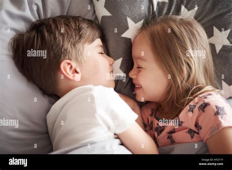 Little Children Pretending To Sleep Stock Photo Alamy