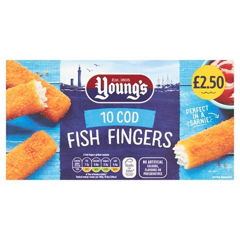 Youngs 10 Cod Fish Fingers 250g Pmp £250 Spar