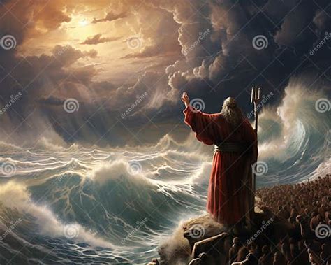 God Parted the Red Sea To Save the People of Israel. Stock Illustration ...