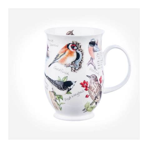 Dunoon Mugs Suffolk Birdlife Goldfinch Glowing Flowers Mugs Yellow Mugs