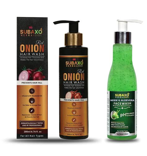 Buy SUBAXO Neem Aloe Vera Face Wash 200 Ml And Red Onion Herbal Hair