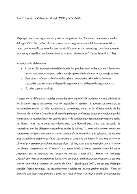 Examen Abril Preguntas Y Respuestas Parcial Historia De