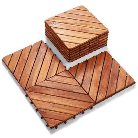 Buy Interlocking Deck Tile Pack Of 10 12 X12 Acacia Hardwood Deck