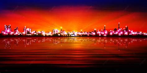 Abstract Background With Silhouette Of City Waterfront Urban Art Vector ...