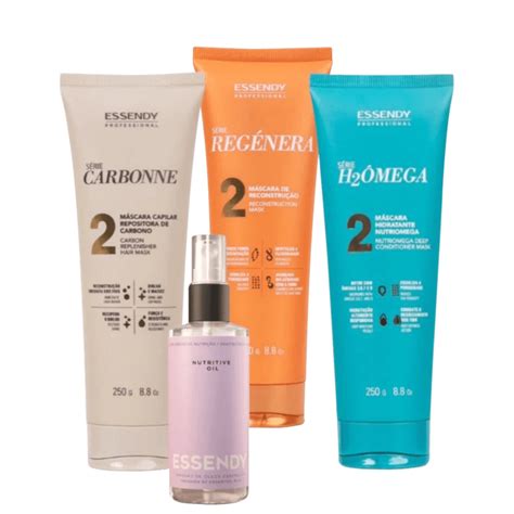 Kit Cronograma Capilar Profissional 250mL Oil Nutritive 60mL Essendy